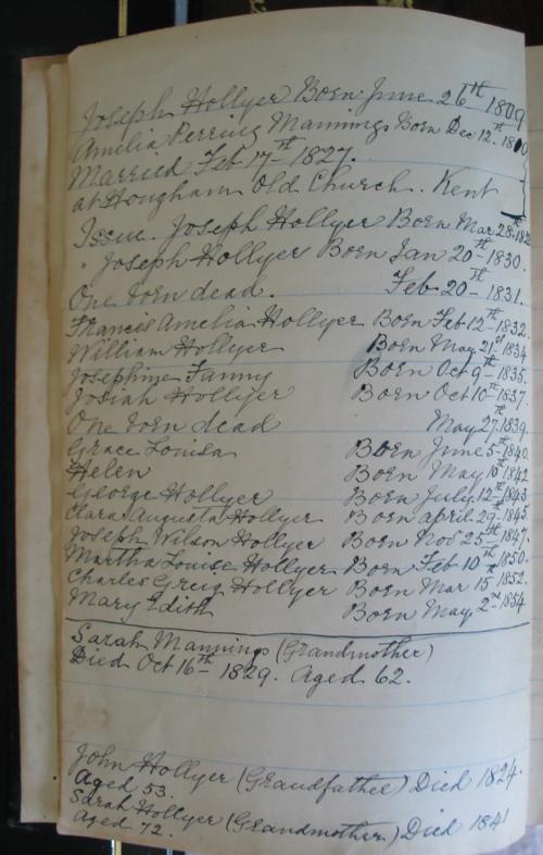 Mary Edith Hollyer's family bible